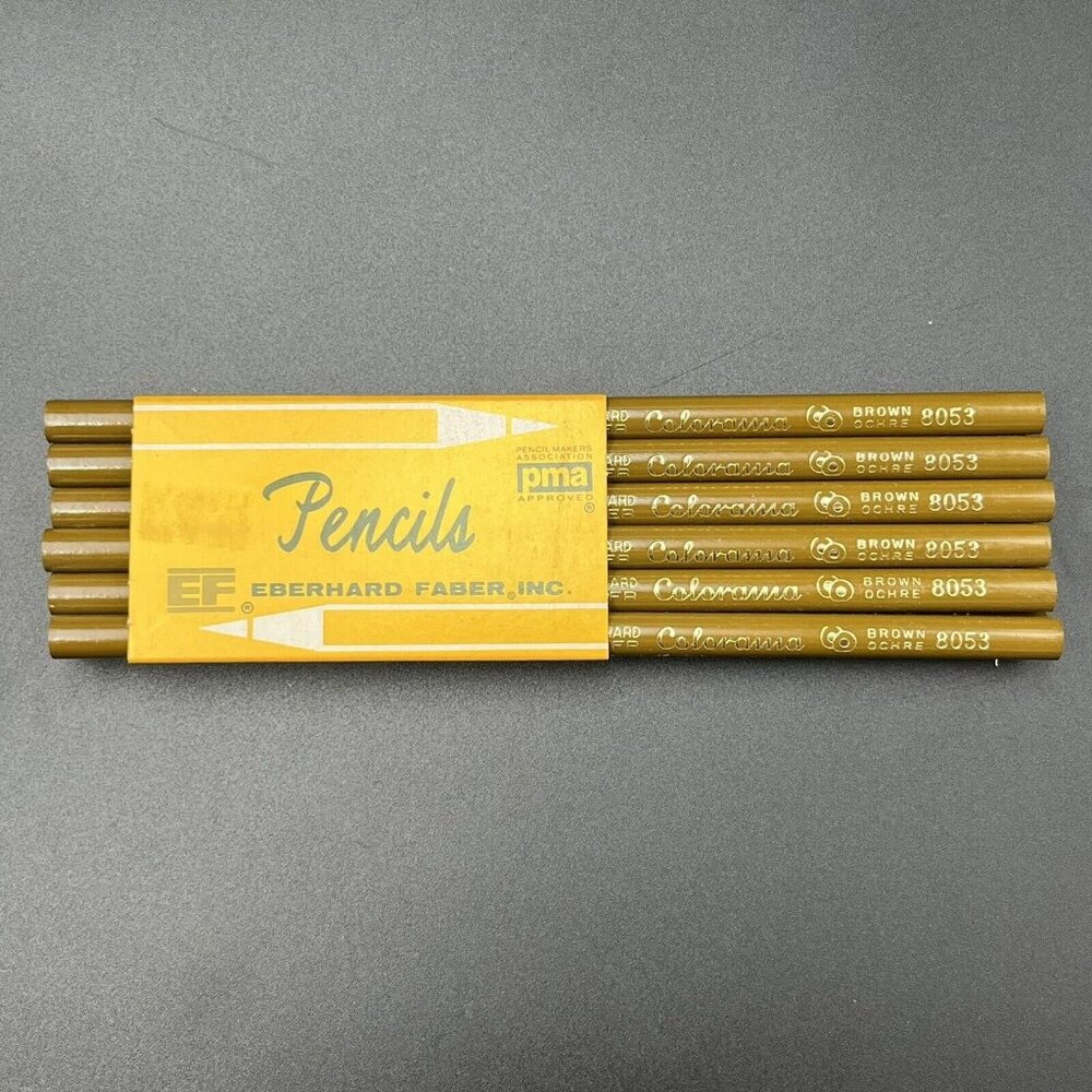 Vintage Eberhard Faber Colorama 12 Pack Colored Pencils Brown Ochre 8053 NOS